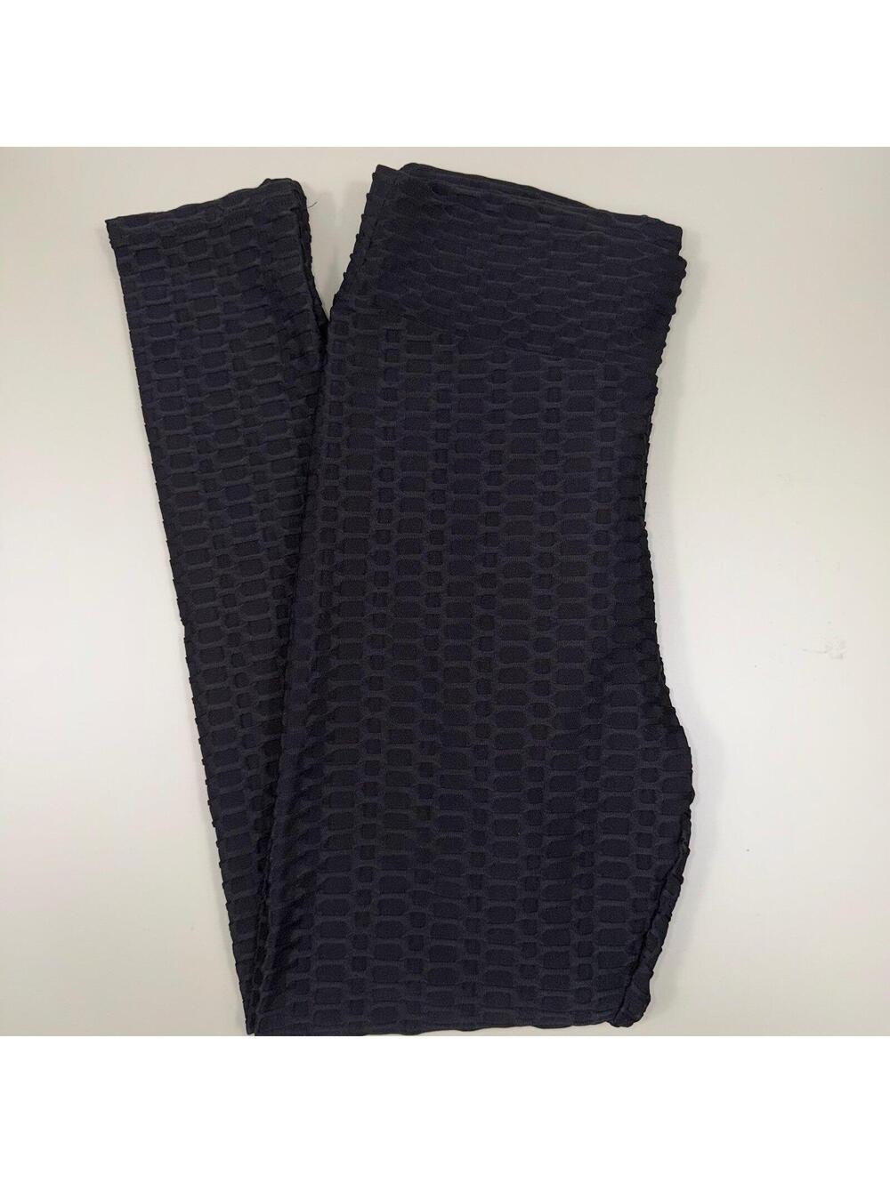 Black Textured Scrunch Butt Leggings Women’s Size M (Estimated)